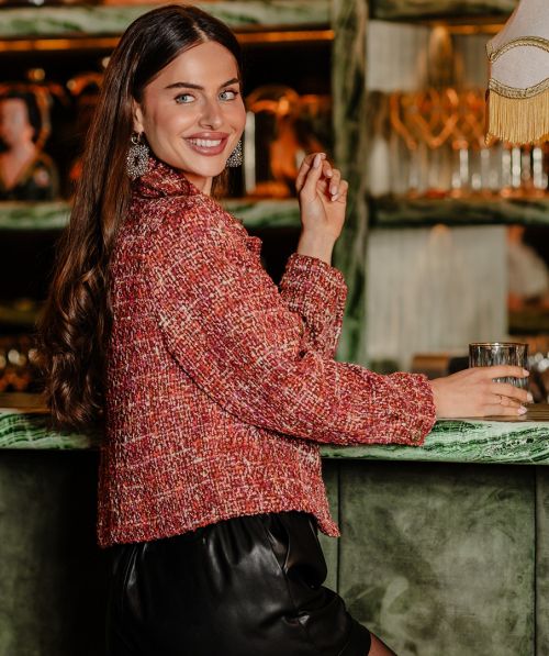 EsQualo Blazer boucle multicolor short
