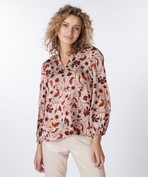 Blouse V-neck autumn flower