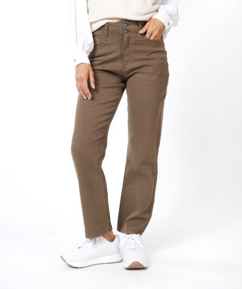 Trousers colored denim straight

