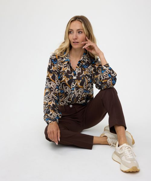 EsQualo Blouse basic Elegant Leaves