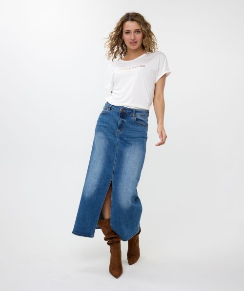 EsQualo Skirt denim long slit