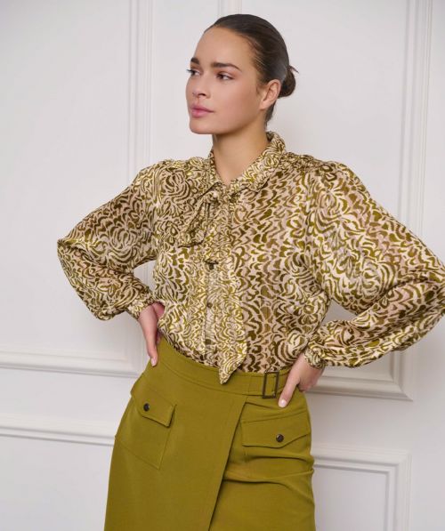 EsQualo Blouse bow Dimension print