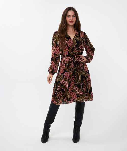 EsQualo Dress elastic waist Global Flower