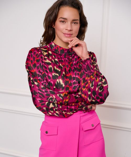 EsQualo Blouse collar Floral Gem