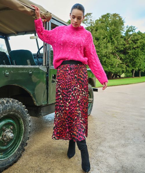 EsQualo Skirt plisse Floral Gem