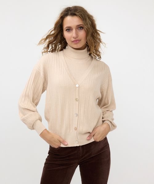 EsQualo Cardigan rib lurex
