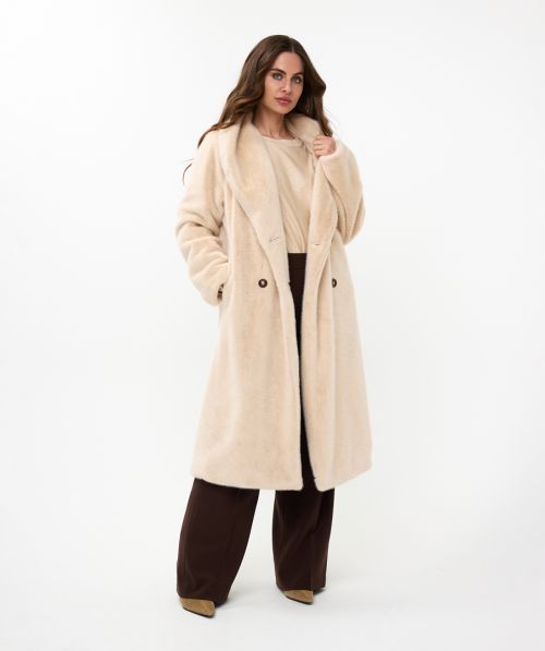 EsQualo Coat shawl collar fake fur