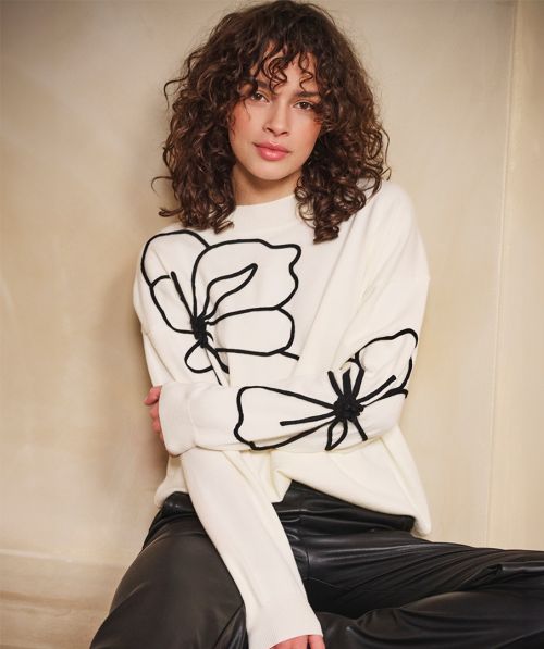 EsQualo Sweater tape flower patch