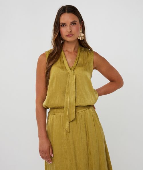 EsQualo Top bow crinkle cupro