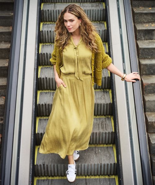 EsQualo Skirt long crinkle cupro