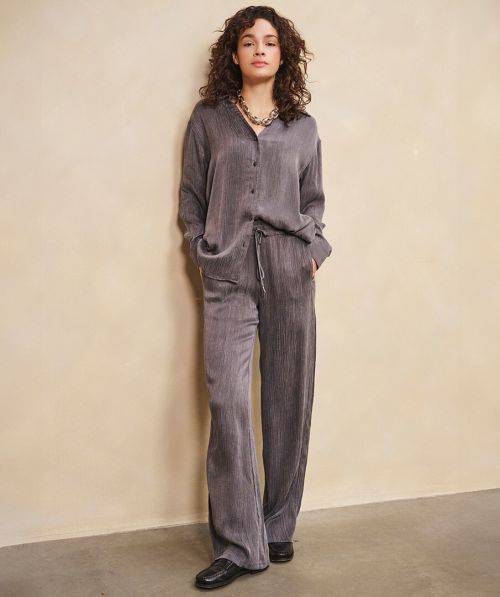 EsQualo Trousers wide crinkle cupro