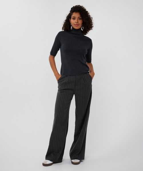 EsQualo Trousers high waist stripe studs