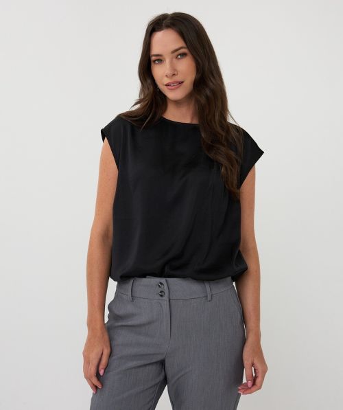 EsQualo Top gathering satin look