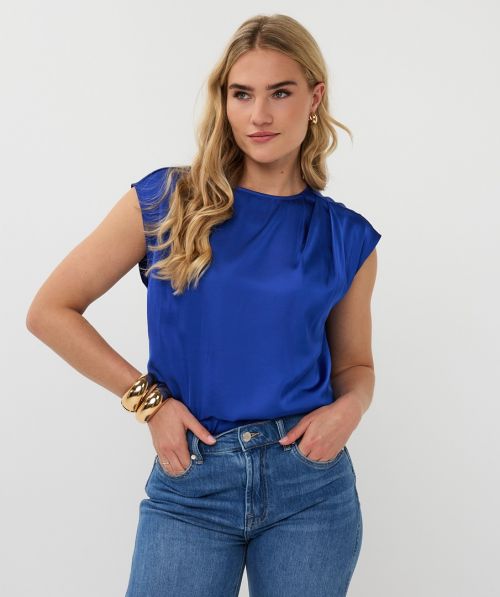 EsQualo Top gathering satin look