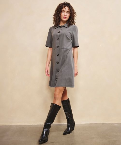 EsQualo Dress s/slve buttons