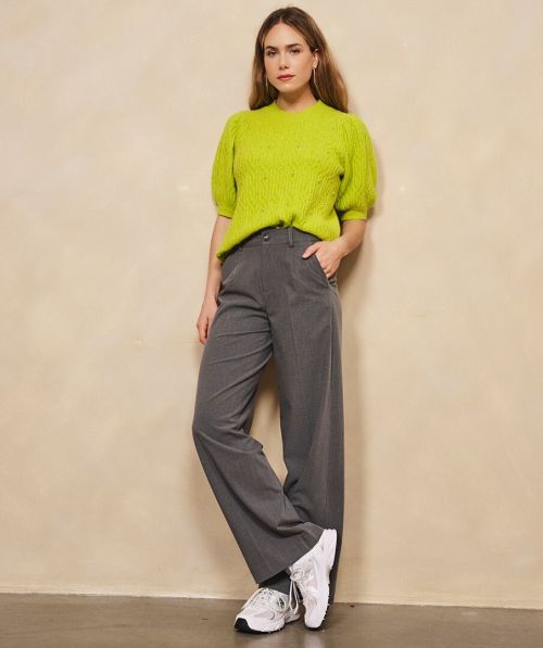 Trousers wide leg elastic melange