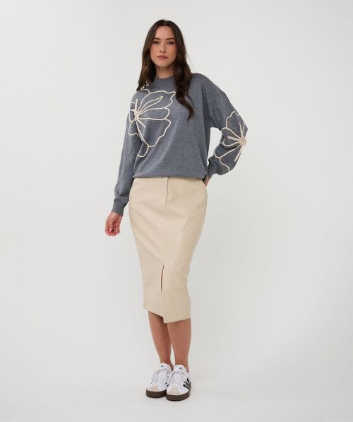 EsQualo Skirt front split super soft vegan leather