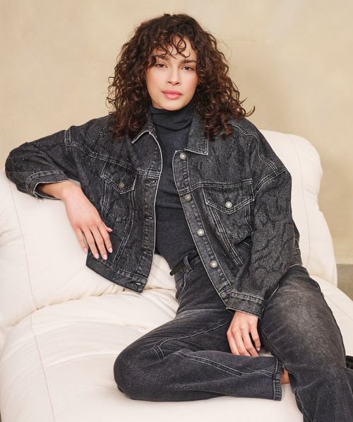 EsQualo Jacket denim rhinestones