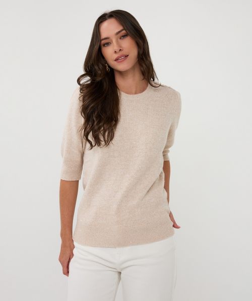 Esqualo Sweater sequins s/slve gathering