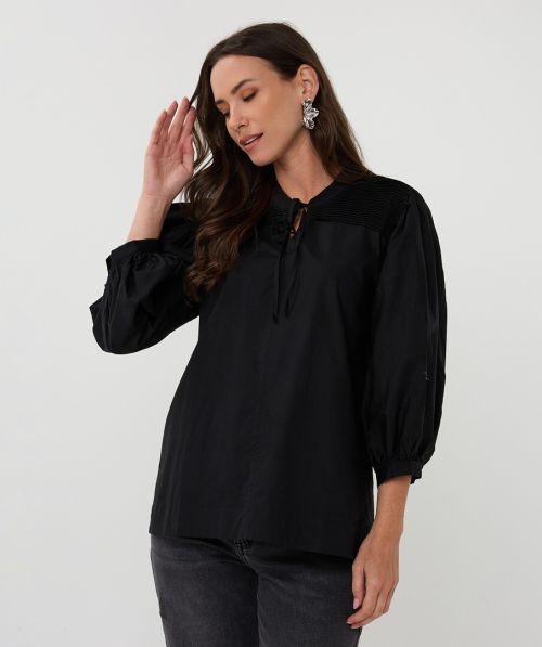 EsQualo Blouse pintucks poplin