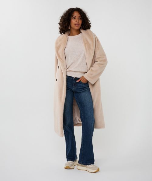 EsQualo Coat shawl collar fake fur