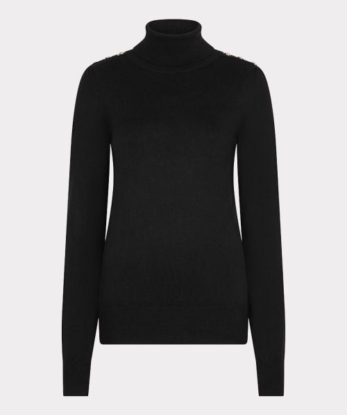 Sweater shoulder button col basic knit
