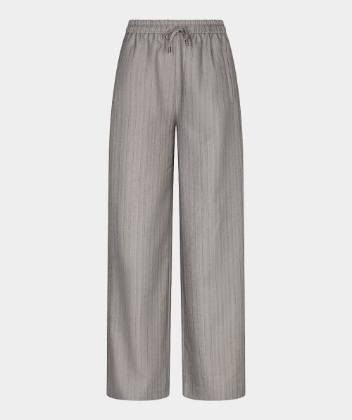 Trousers wide elastic herringbone