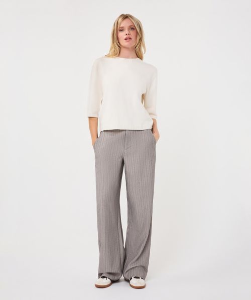 Trousers wide herringbone