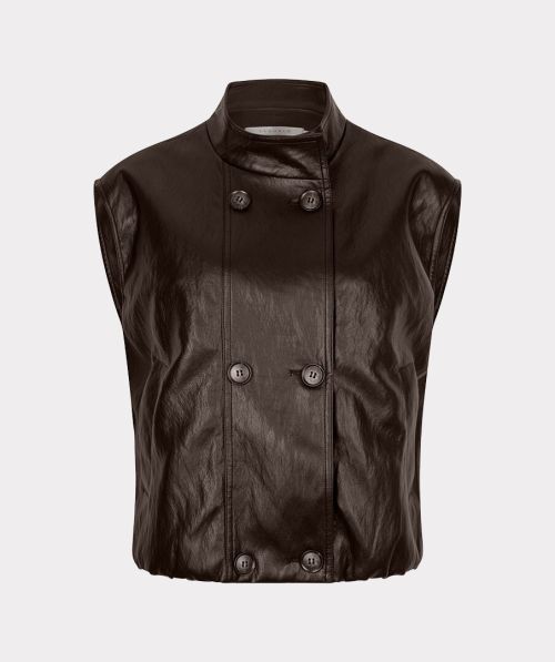 Gilet balloon double breasted PU crinkle