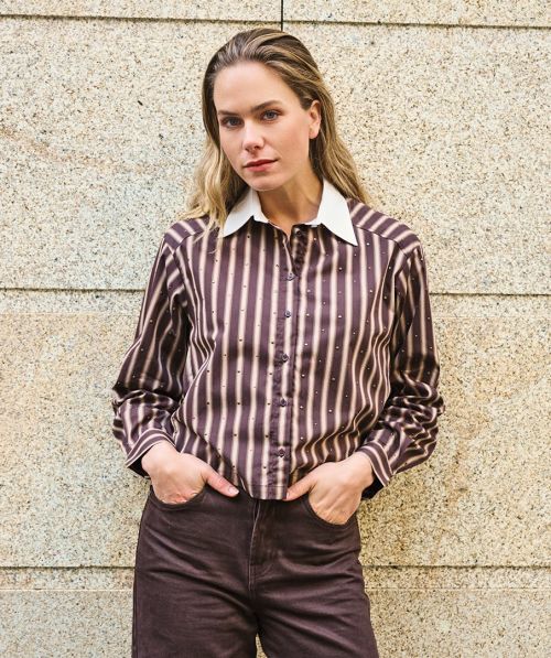 Blouse short stripe studs