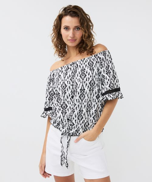 EsQualo Top lace 2tone Ikat