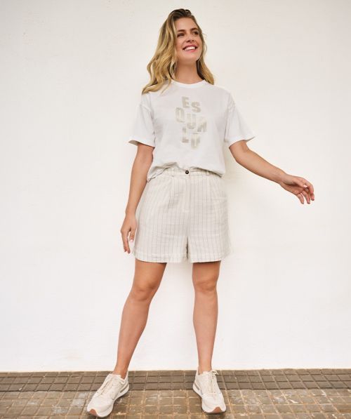 EsQualo Shorts linen stripe
