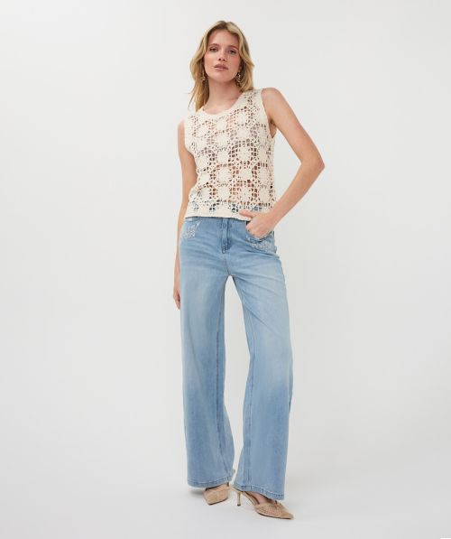 Singlet slv/lss fancy tape yarn