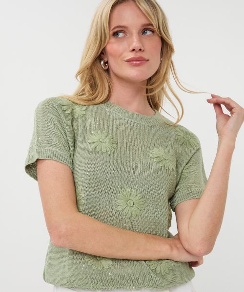 Sweater embroidery flowers
