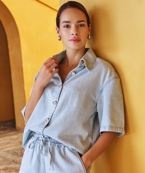 Blouse short Light Denim