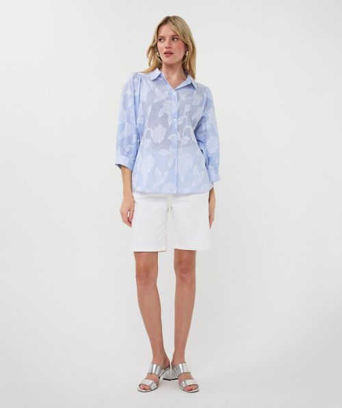 Blouse stripes flower Jacquard