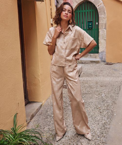 Trousers flower jacquard