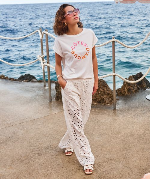 Trousers broderie anglaise