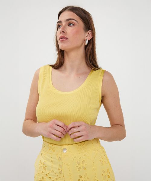 Singlet satin binding rib knit