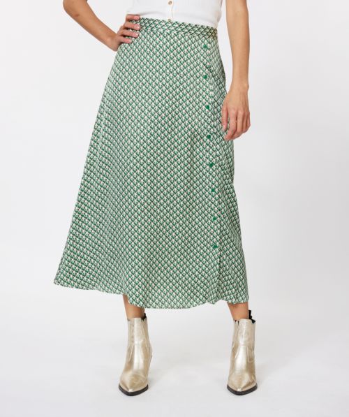 Skirt satin geo graphic