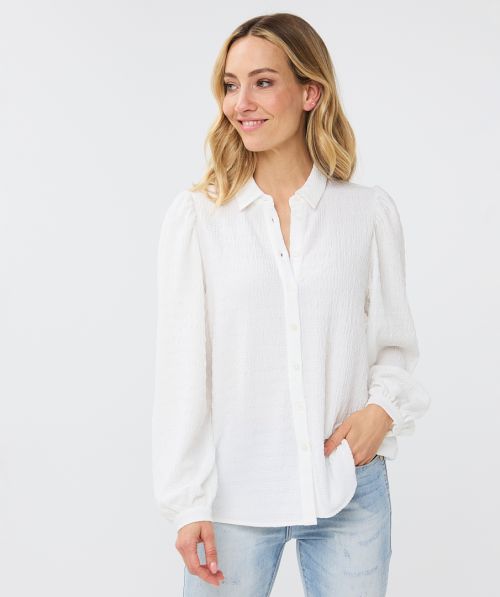 EsQualo Blouse basic seersucker