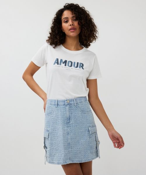 EsQualo T-shirt patched Denim