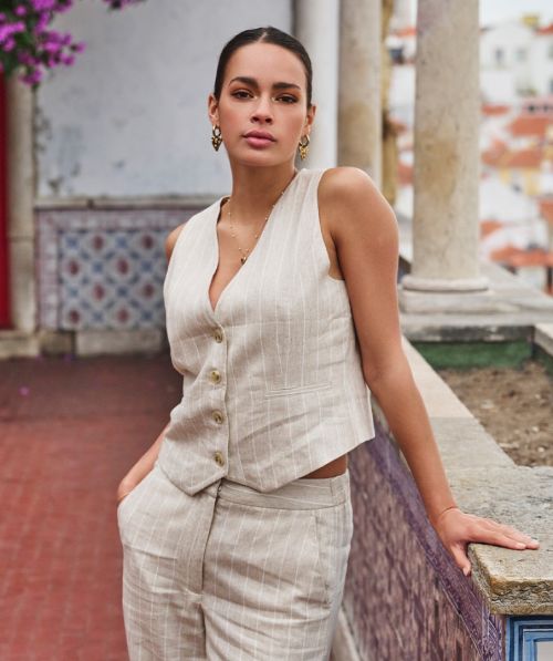Gilet linen stripe