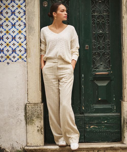 EsQualo Trousers linen stripe