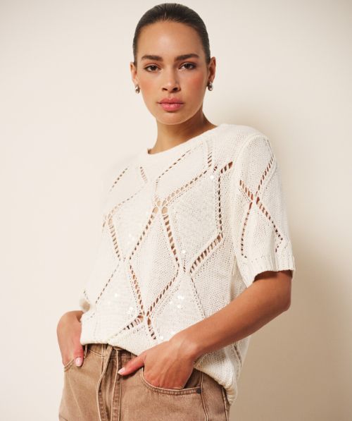 Sweater ajour diamond sequins