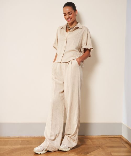 Trousers fine crinkle