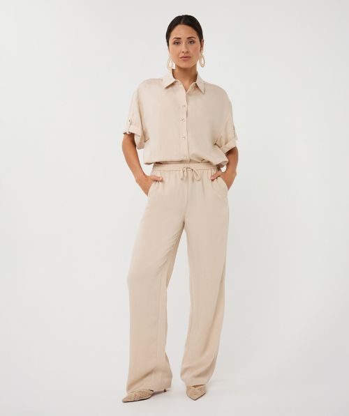 Trousers elastic WB fine crinkle