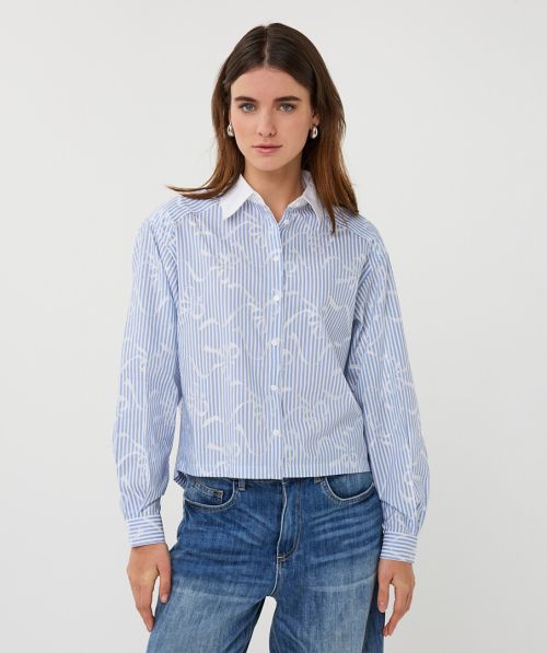 Blouse short striped bows
