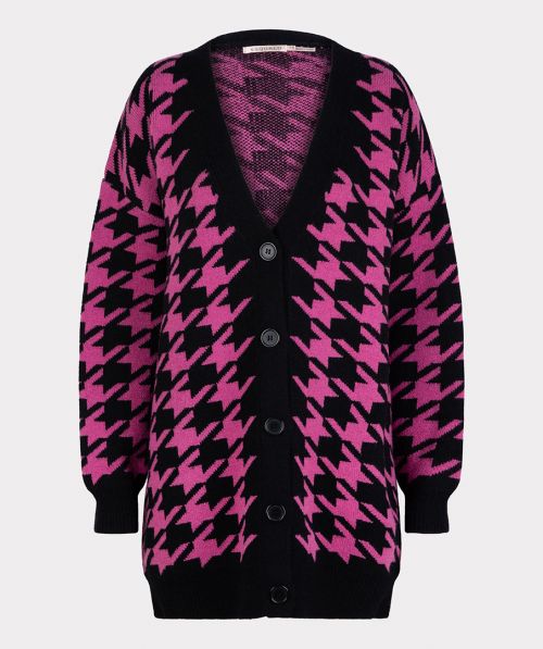 Cardigan houndstooth jacquard