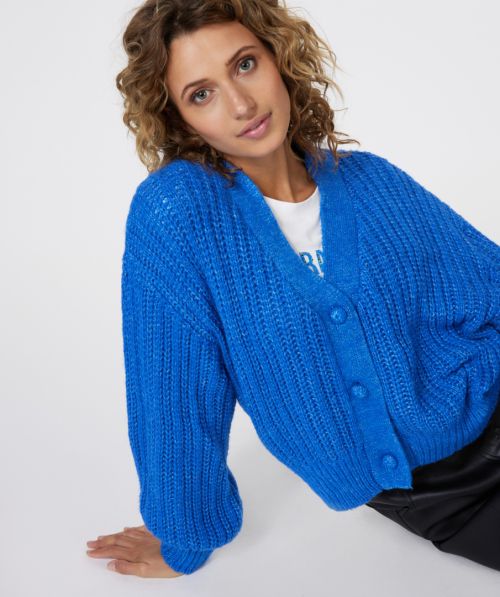 Cardigan chunky knit lurex